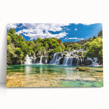 Black and white photograph of a Croatian coastal town on stretched canvas, suitable as large kitchen wall art.
