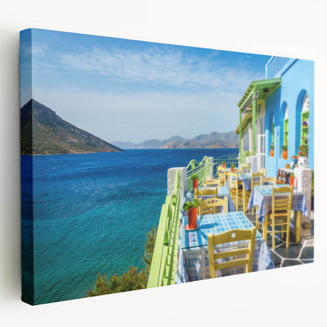 Large canvas print of a European Cyprus landscape in muted earth tones, suitable for kitchen wall art.