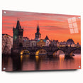 Acrylic print of Prague scenery with muted earth tones, ideal for dining room decor.