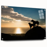 Acrylic print of Cumbria's landscape in muted green and blue tones, suitable for dining room or bedroom decor.