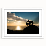 Textured art of Cumbria landscape in abstract style with muted earth tones on a white framed mat, ideal for bedroom art.
