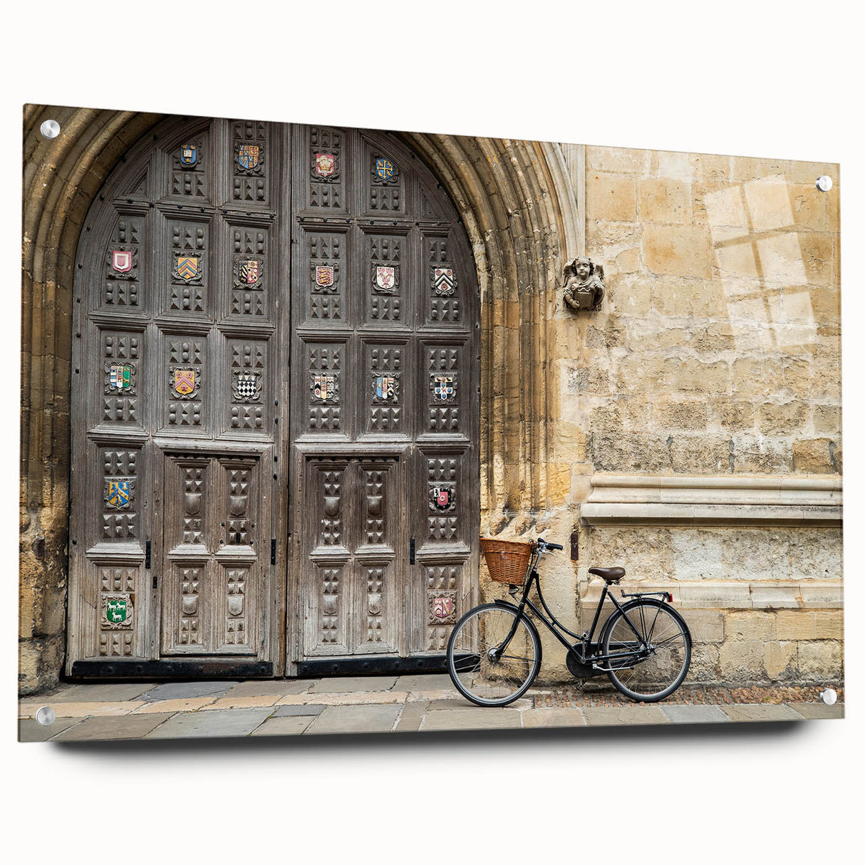 Acrylic print of Oxford scenery in muted earth tones, suitable for dining room or bedroom decor.