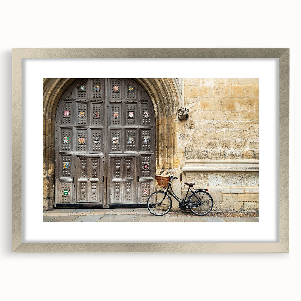 Extra large abstract art print of Oxford scenery in muted earth tones on a textured canvas, ideal for living room decor.
