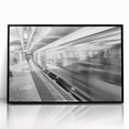 Large abstract wall art depicting Piccadilly, England in muted gray and blue tones on a framed acrylic.