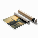 Extra large wall art depicting the Thames River in pastel shades on a rolled print, ideal for classy bathroom decor.