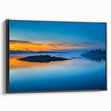 Black and white landscape art painting of a serene Finnish scenery on framed canvas, suitable for bedroom decor.