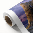 Art Deco style poster of a serene Corsican landscape in soft pastel hues, printed on rolled canvas.