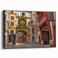 Black and white vintage poster art of Normandy landscape on framed canvas, suitable for bedroom decor.