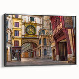 Black and white vintage poster art of Normandy landscape on framed canvas, suitable for bedroom decor.