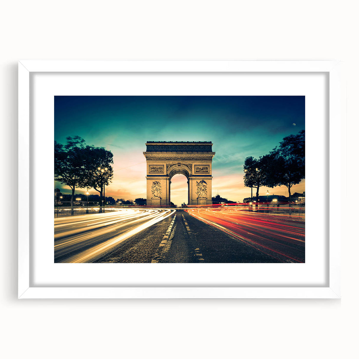 Textured art depicting abstract Paris scenery in muted earth tones on a framed white mat, ideal for bedroom wall decor.