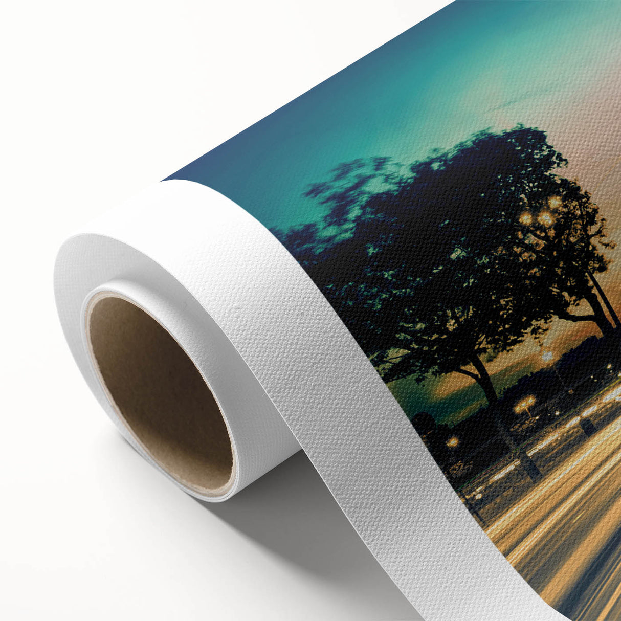 Art Deco poster of Paris skyline in pastel shades on rolled canvas, ideal for nursery wall art or dining room decor.