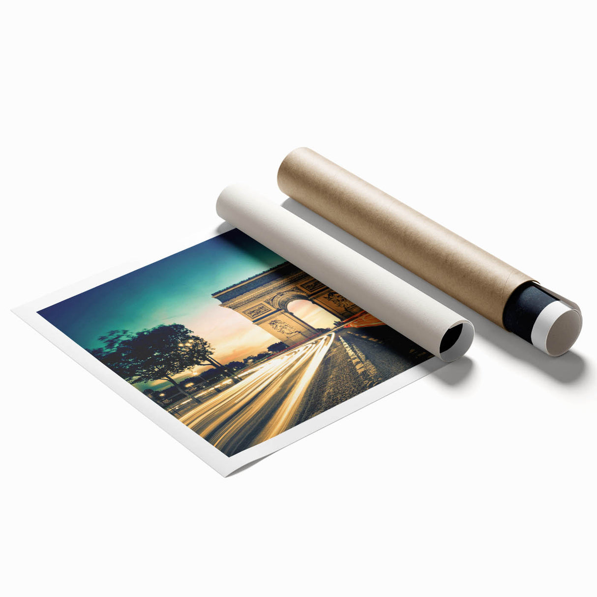 Extra large rolled print featuring a floral Parisian scene in muted pastel hues, suitable for classy bathroom wall art.