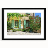 Extra large, textured abstract art print of colorful Provence scenery on a framed canvas, ideal for living room decor.