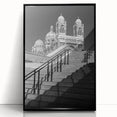 Large abstract wall art depicting a vibrant, colorful French landscape on black-framed acrylic.
