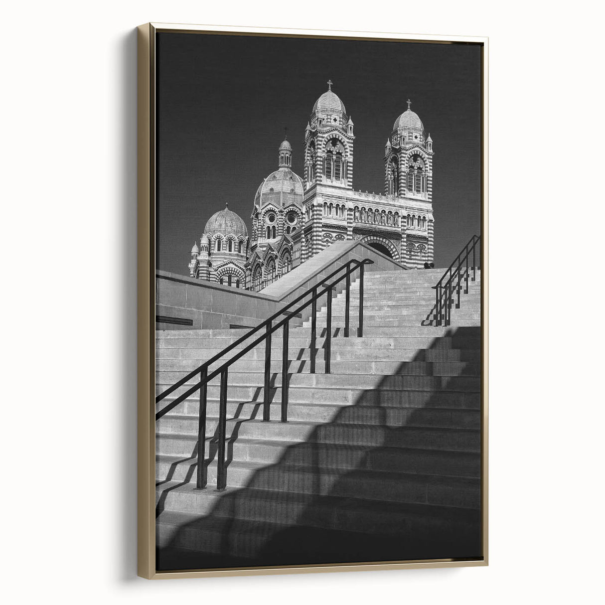Framed canvas wall art depicting a vintage-style landscape of southern France in muted earth tones, ideal for bedroom decor.