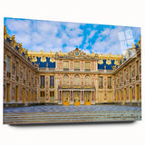 Large abstract wall art of the Versailles scenery in muted earth tones on acrylic glass.