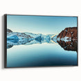 Black and white landscape art painting of Greenland on framed canvas, ideal for bedroom wall decor.