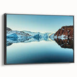 Black and white landscape art painting of Greenland on framed canvas, ideal for bedroom wall decor.