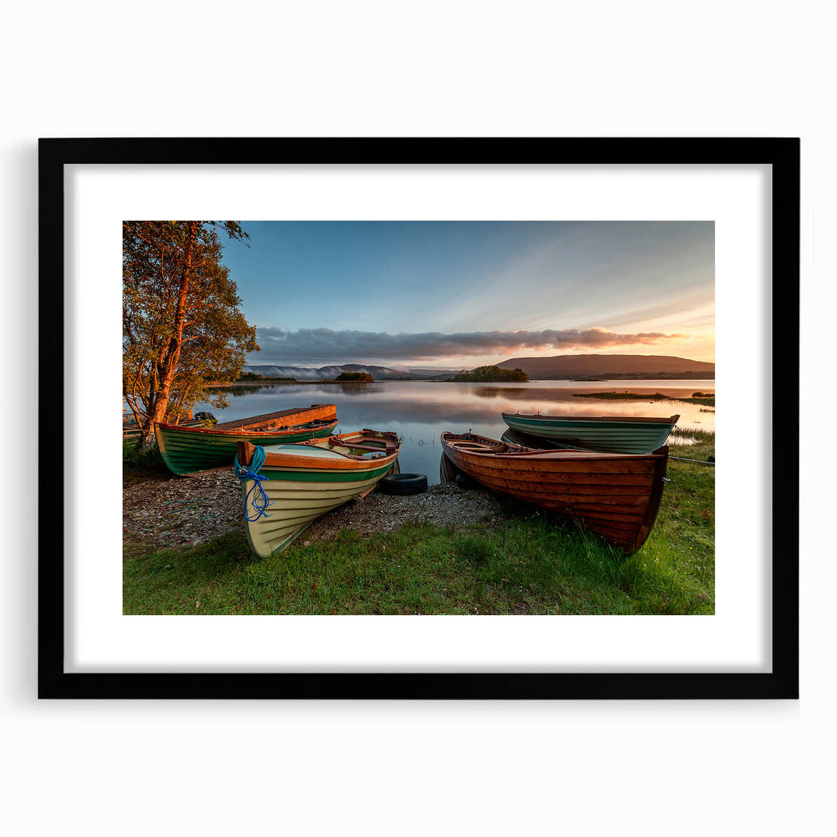 Extra large abstract art print depicting a vibrant, colorful Irish landscape on textured canvas, ideal for living room decor.