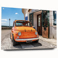 Acrylic print of the Amalfi Coast in vibrant hues of blue and green, ideal for dining room decor.