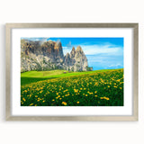 Extra large abstract art print of the Dolomites in Italy, featuring textured brush strokes and muted earth tones.
