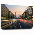 Acrylic glass print of a Milan cityscape in muted earth tones, suitable for bedroom or dining room decor.