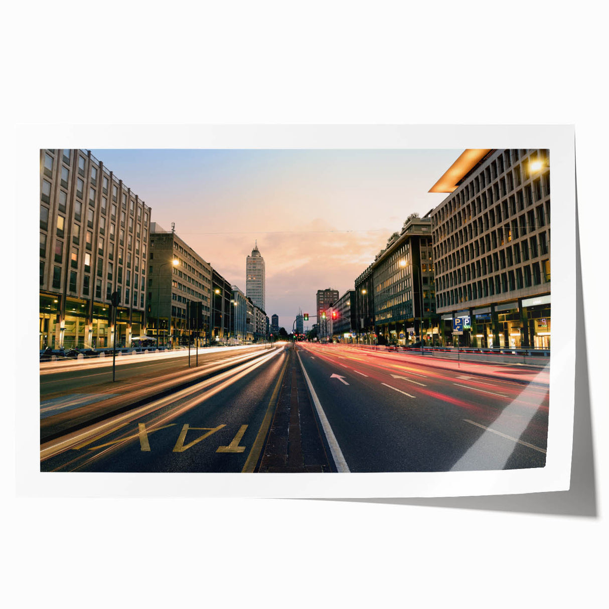 Extra large rolled print of a Milan scenery in muted earth tones, ideal for art wall dining room.