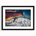 Extra large framed wall art of Mount Etna in vibrant, textured colors, ideal for living room decor.