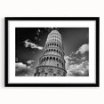 Extra large abstract art print of colorful, textured Pisa scenery in a black frame, ideal for living room decor.