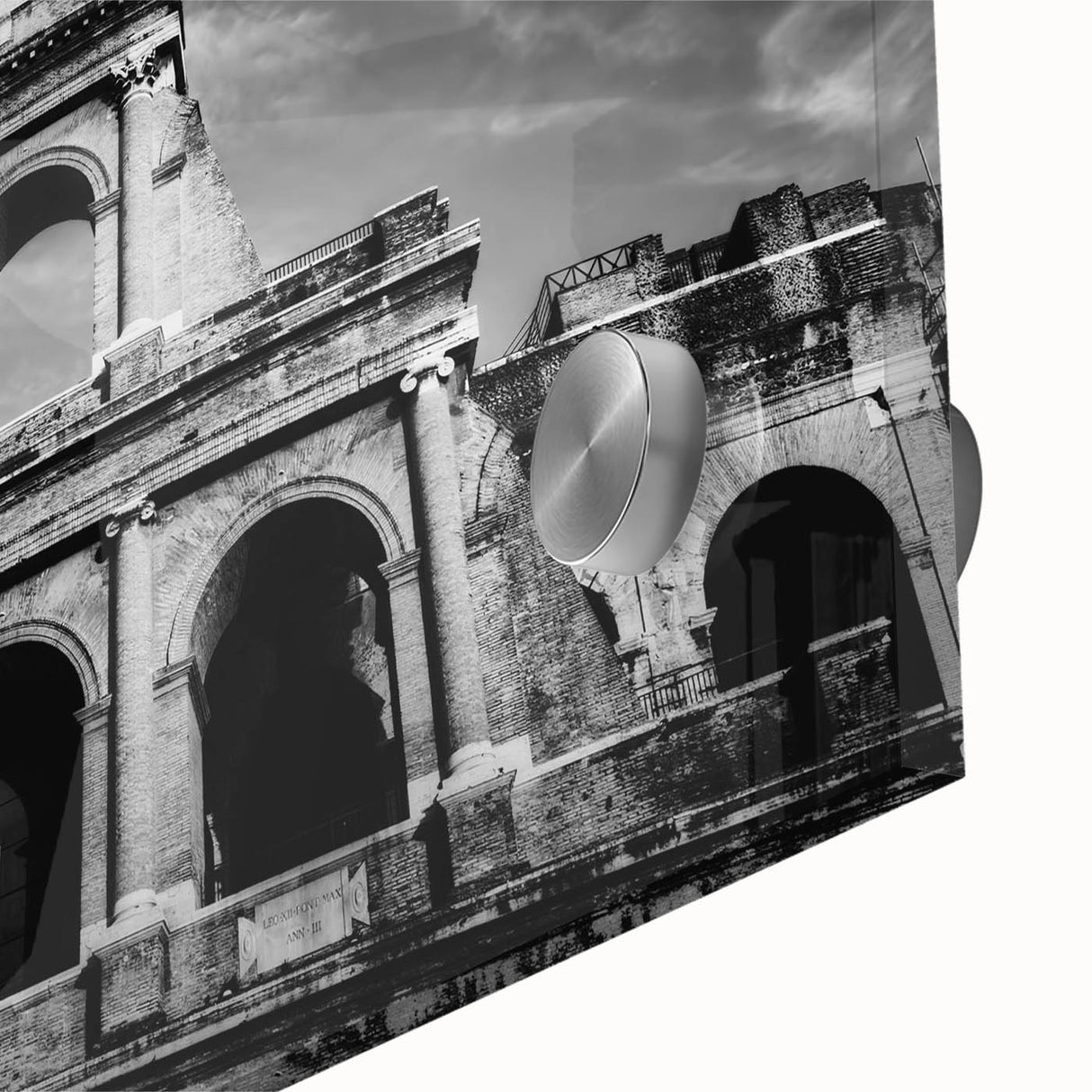 Large abstract wall art depicting Rome's skyline in pastel hues on acrylic glass, suitable for dining room ambiance.