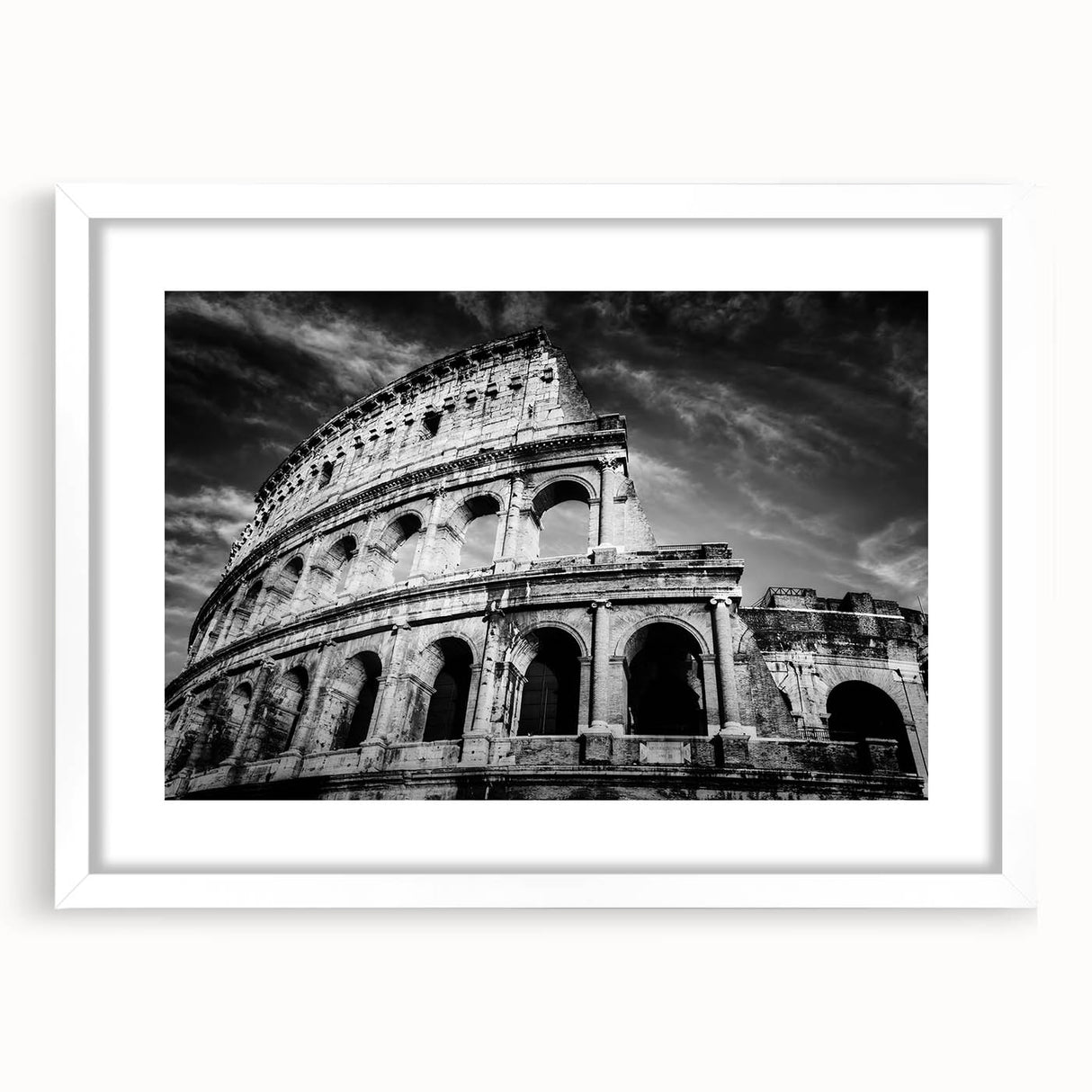 Textured art depicting an abstract scene of Rome with muted earth tones on a framed white mat, suitable for bedroom decor.