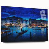 Acrylic print of a Venetian canal scene in soft blue and gray tones, ideal for bedroom or dining room art.