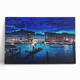 Black and white image of Venice's canals on stretched canvas, ideal for kitchen wall art.