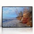 Large abstract wall art featuring a minimalist European landscape in black and white tones, framed in acrylic.