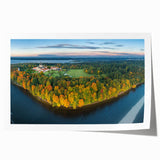 European scenery with floral elements in soft hues on a large rolled canvas, ideal for dining room wall art.