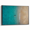 Black and white framed canvas of a Mediterranean landscape, ideal for bedroom wall decor.