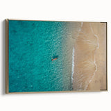Framed canvas depicting a vintage Mediterranean seascape in muted earth tones, ideal for bedroom wall art.