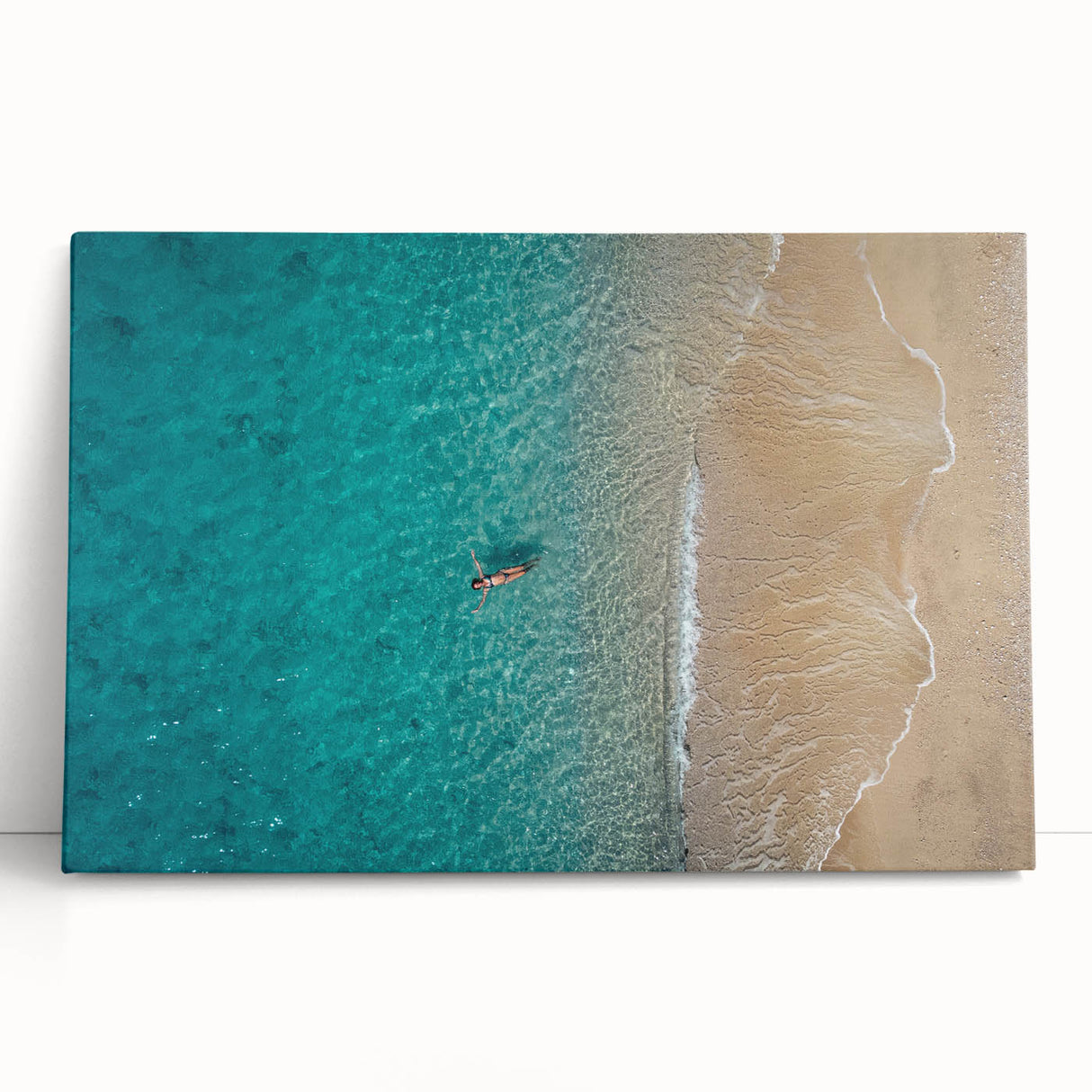 Black and white large art print of the Mediterranean Sea on stretched canvas, suitable for kitchen wall art.
