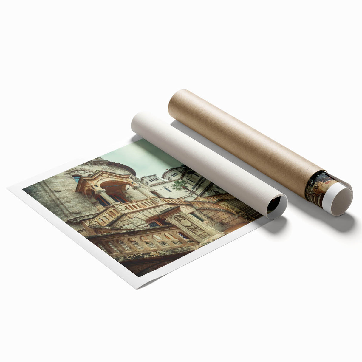 Extra large rolled print of Monaco scenery with vibrant floral elements, ideal for classy bathroom wall art.