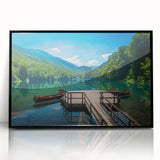 Large abstract wall art of a European Montenegro landscape in muted tones on a framed acrylic, ideal for modern home decor.