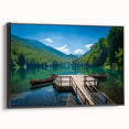 Black and white wall art featuring a vintage landscape painting of Montenegro on a framed canvas, ideal for bedroom decor.