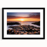 Abstract art print of a colorful, textured landscape in vibrant hues on a large framed canvas, ideal for living room decor.