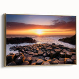 Framed canvas of a vintage-style Northern Ireland landscape in muted earth tones, ideal for bedroom wall decor.