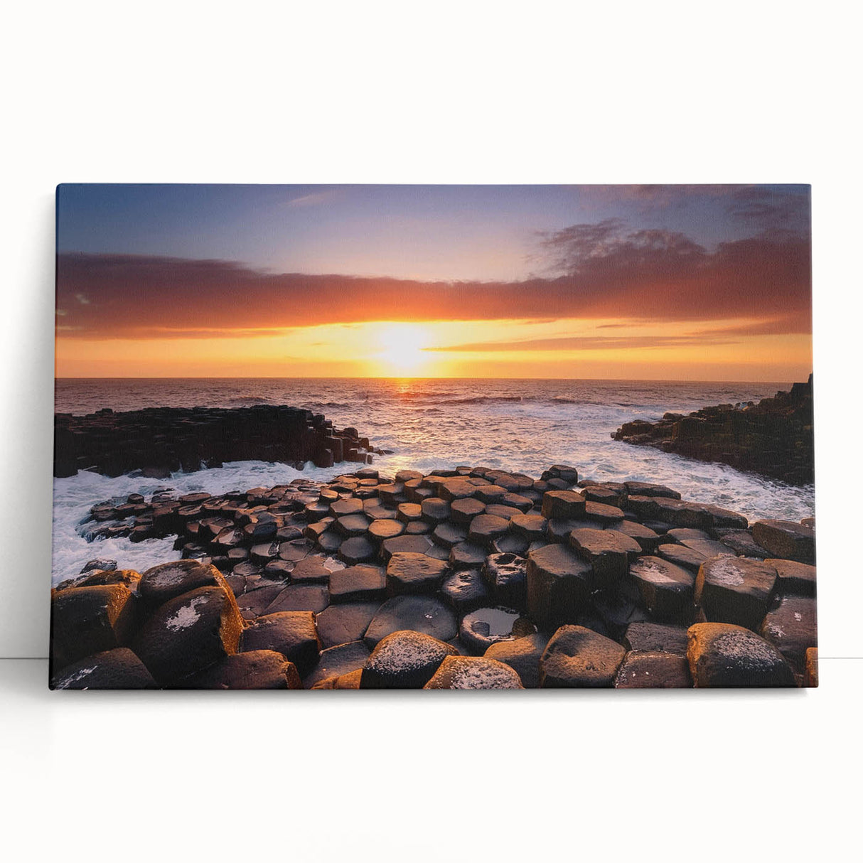 Black and white photo of Northern Ireland landscape on large stretched canvas, suitable for kitchen wall art.