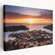 Northern Ireland landscape on large stretched canvas, featuring green rolling hills and a cloudy sky.