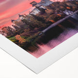 Art deco poster of a Polish cityscape in muted tones on rolled canvas, suitable for dining room wall decor.
