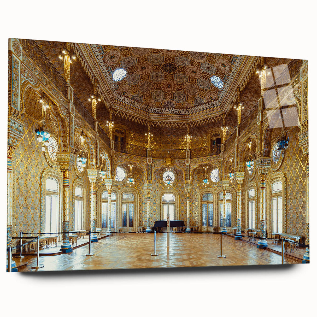 Acrylic print of Porto scenery in muted blues and greens, suitable for bedroom or dining room art.