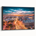 Black and white framed canvas featuring a vintage landscape painting of a Romanian scenery, ideal for bedroom decor.