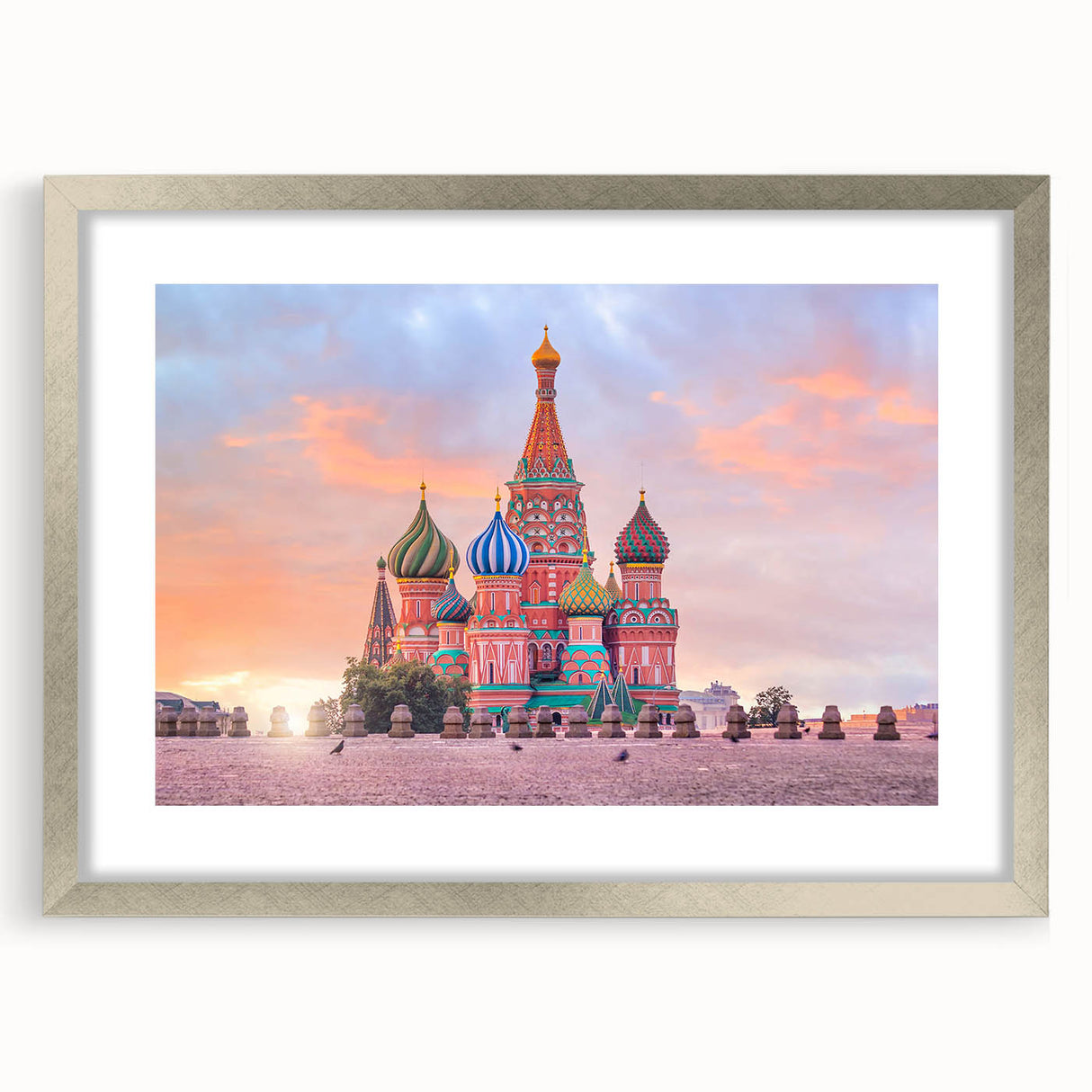 Extra large abstract art print of Moscow skyline in textured grays and blues on a framed canvas, ideal for living room decor.