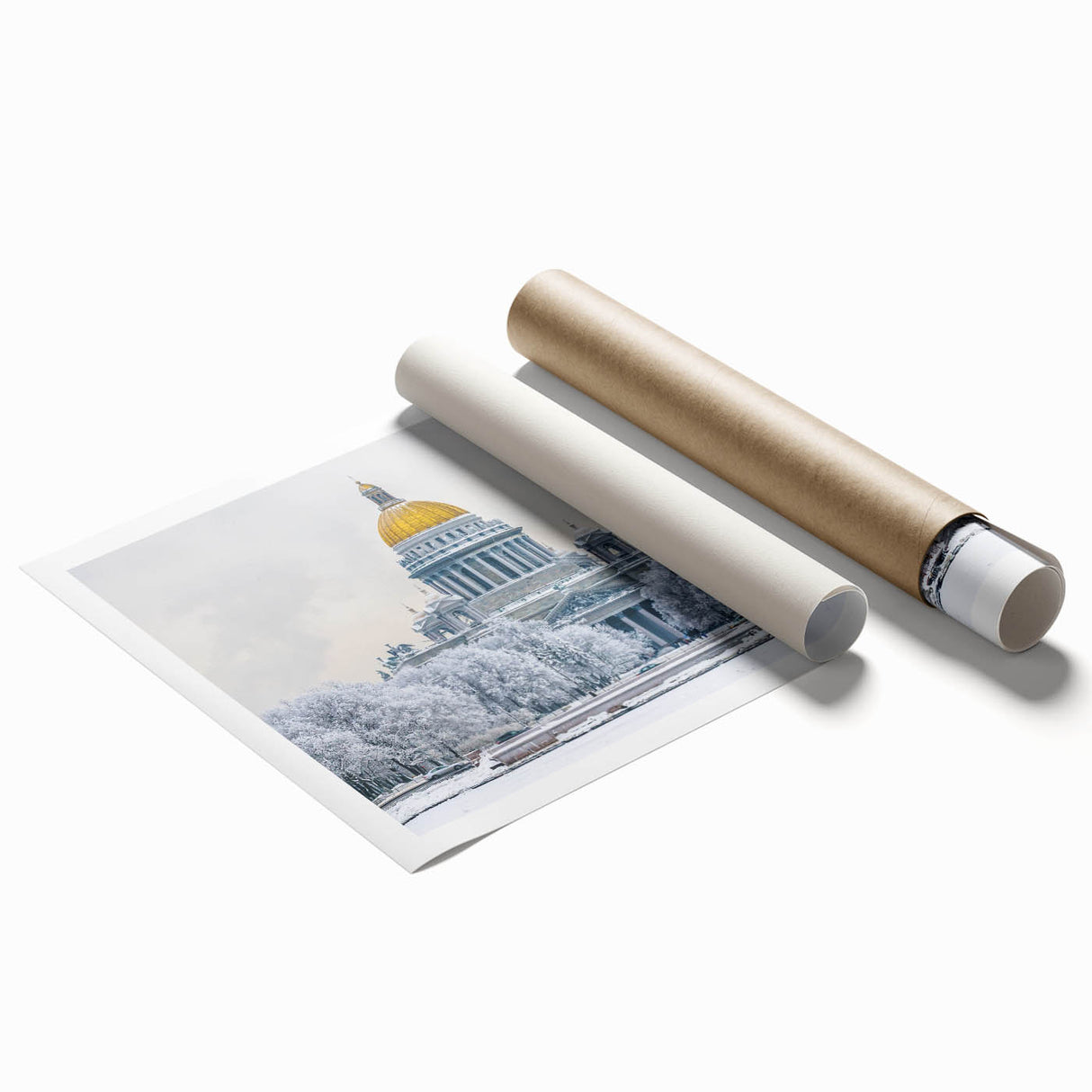Extra large rolled print of a floral St. Petersburg scenery in muted watercolor tones, ideal for classy bathroom wall art.